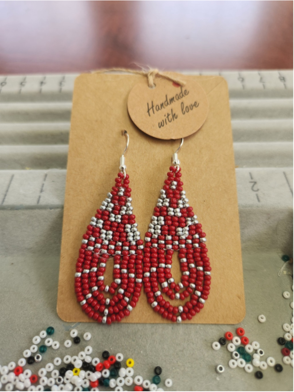 Handcrafted by my Teardrop Beaded Earrings with 925 silver hooks